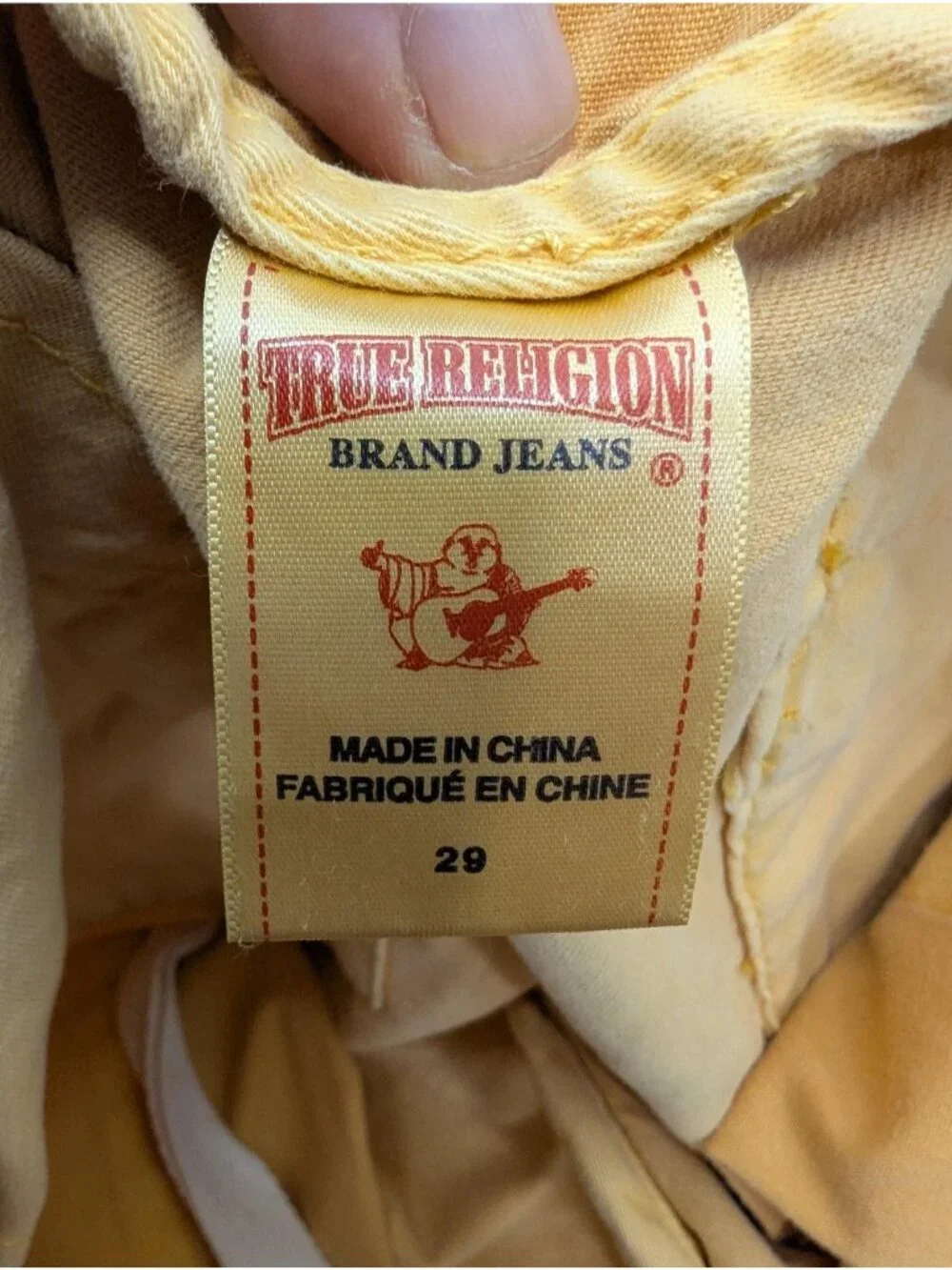 True Religion Shorts Mens 29 Yellow Chino Travis Distressed Raw Hem 15 in Inseam